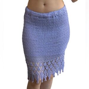 Handmade Lilac Crochet beaded Midi low rise Skirt – Beach / Resort / boho S